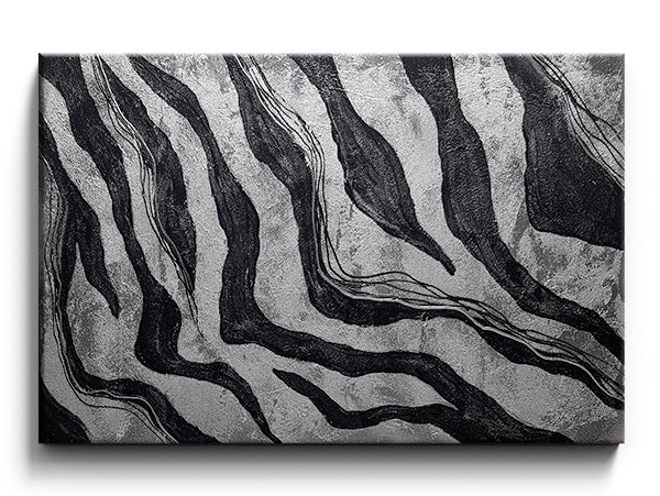 Stříbrná abstrakce - Ručně malovaný obraz zebra